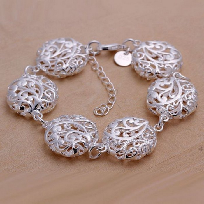 SH235 Fashion Silver Jewelry Flower Round Bracelet For Women