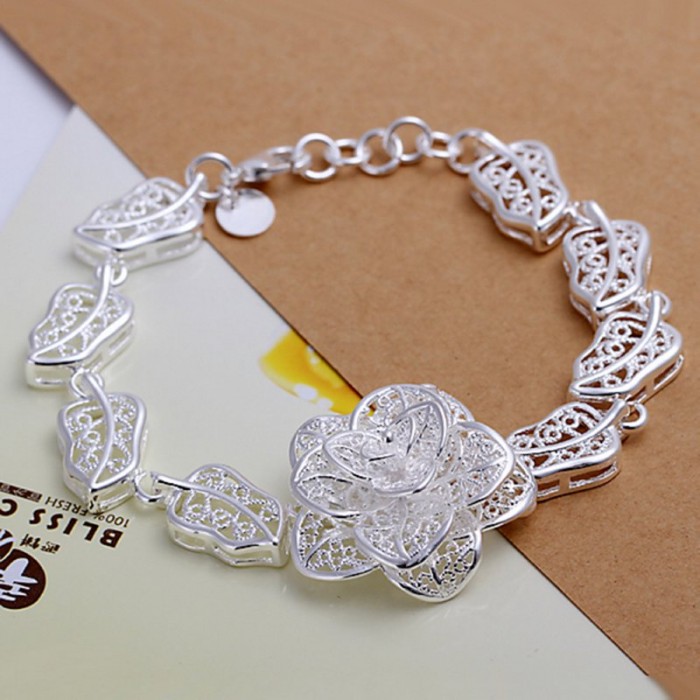 SH244 Fashion Silver Jewelry Beauty Flower Bracelet For Women