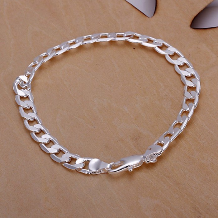 SH245 Fashion Silver Jewelry 6MM Chain Bracelet For Women Men