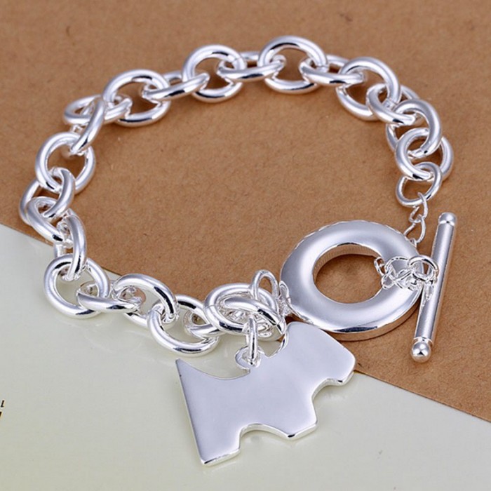 SH276 Hot Silver Jewelry Dog Tag Charm T-O Bracelet For Women