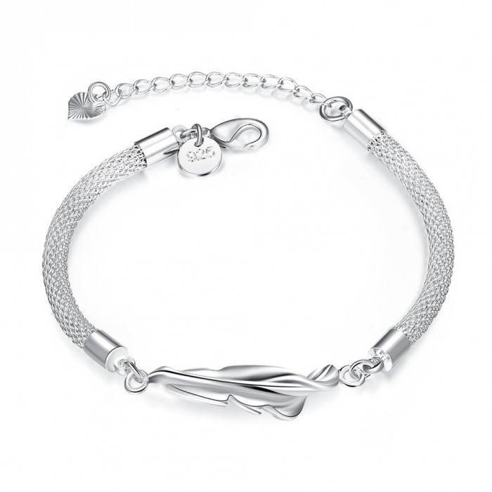SH361 Fashion Silver Jewelry Mesh Feather Bracelet For Women