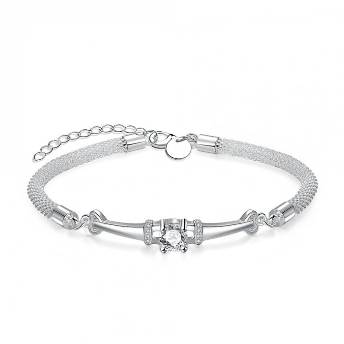 SH382 Fashion Silver Jewelry Crystal Mesh Bracelet For Women