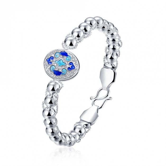 SH390 Fashion Silver Jewelry Beads Flower Bracelet For Women