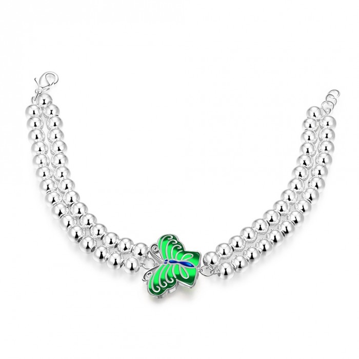 SH403-B Hot Silver Jewelry Green Butterfly Bracelet For Women H