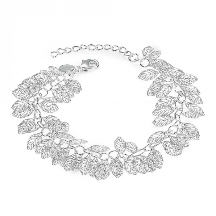 SH407 Fashion Silver Jewelry Leaves Link Bracelet For Women