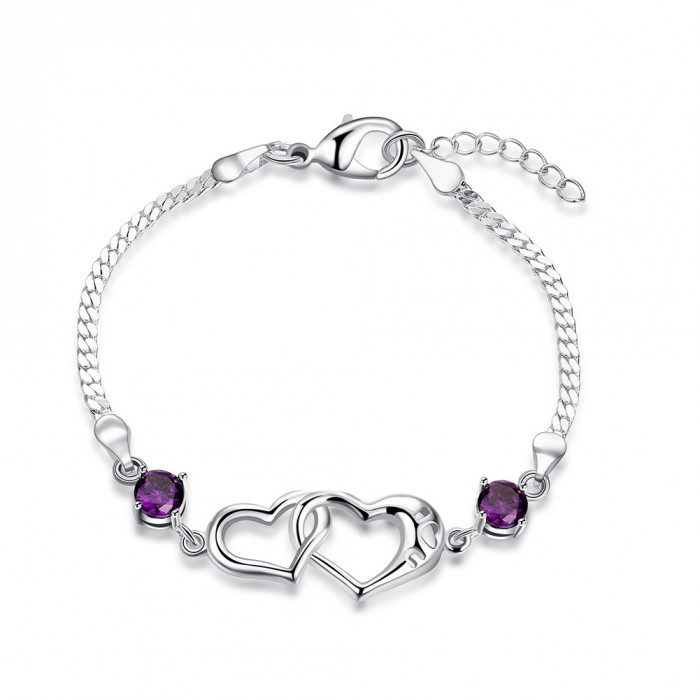 SH472 Fashion Silver Jewelry Crystal Heart Bracelet For Women