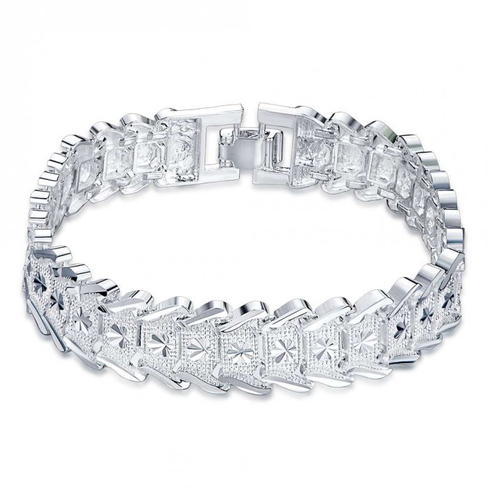 SH506 Fashion Silver Jewelry Wide Flower Bracelet For Women