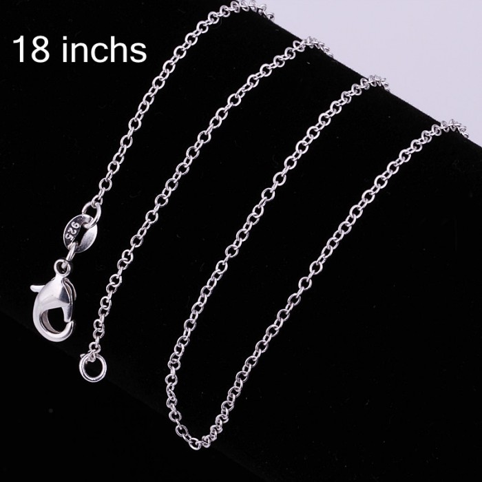 CC001 2Pcs 1mm O Chain 18 Inches Silver Necklace