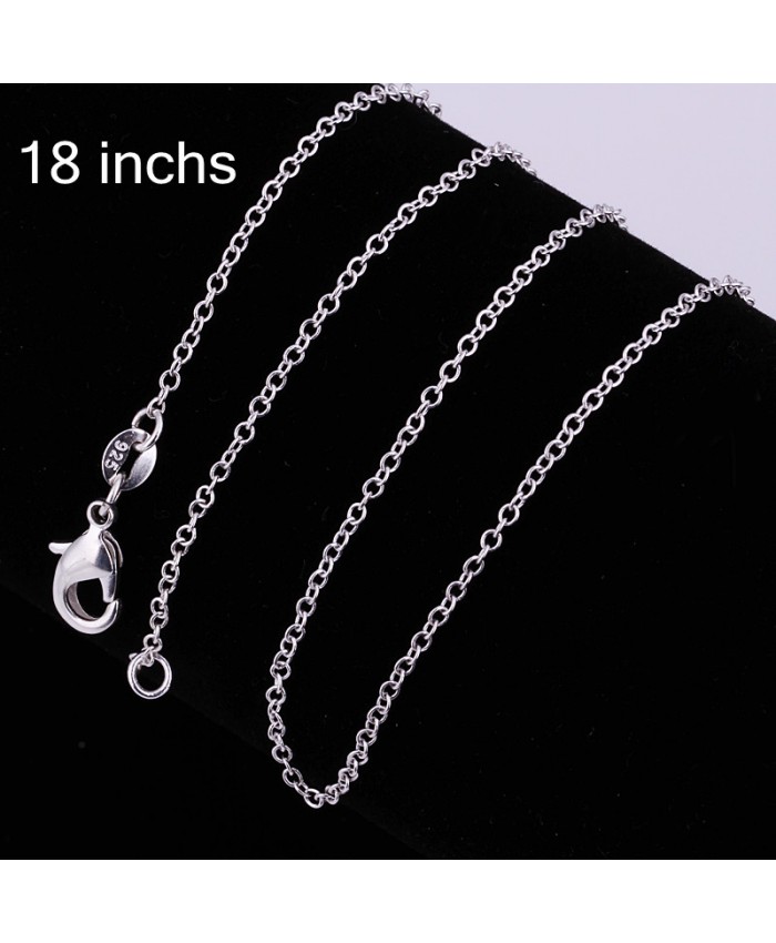 CC001 2Pcs 1mm O Chain 18 Inches Silver Necklace
