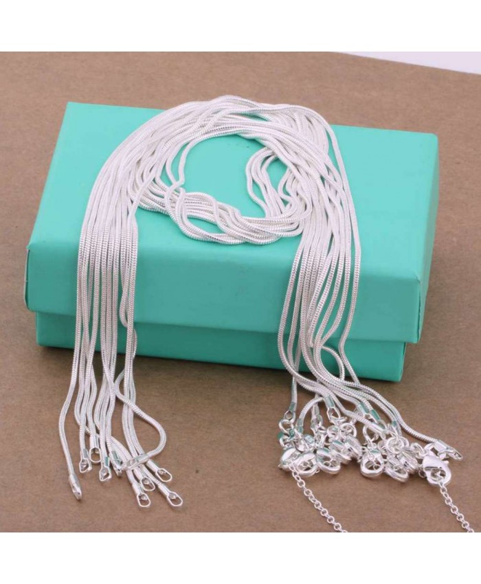 CC008 2Pcs 1mm Snake Chain 16-30 Inches Silver Necklace