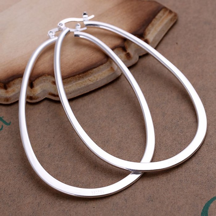 SE001 Silver Jewelry Big "U" Hoop Earrings For Women