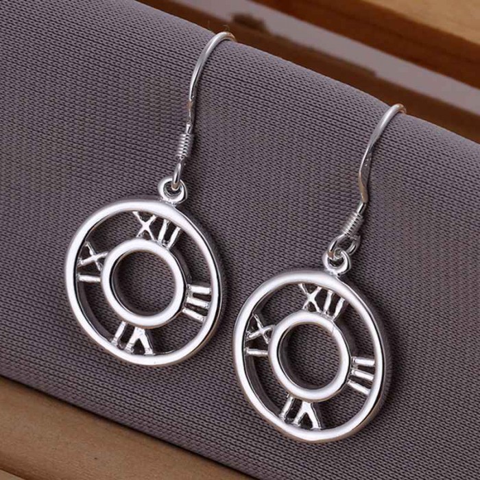 SE041 Silver Jewelry Roman Dangle Earrings For Women