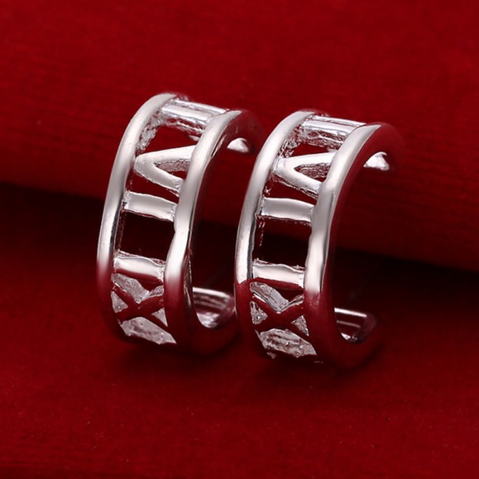 SE046 Silver Jewelry Roman Circle Stud Earrings For Women