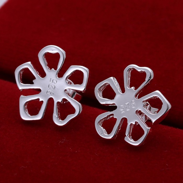 SE053 Silver Jewelry Flower Stud Earrings For Women