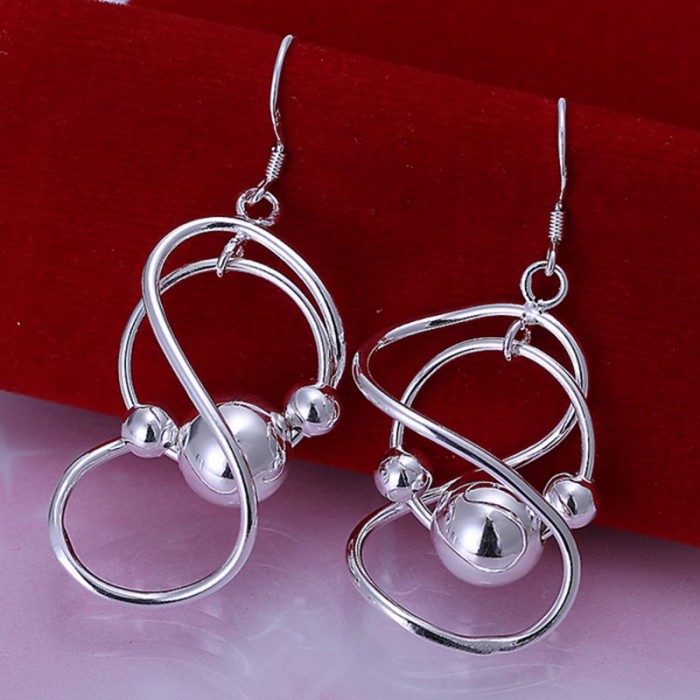 SE071 Silver Jewelry Ball Dangle Earrings For Women