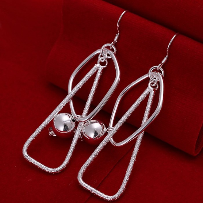 SE072 Silver Jewelry Ball Long Dangle Earrings For Women