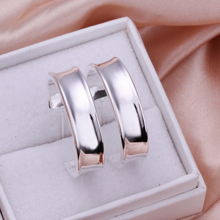 SE078-2 Silver Jewelry Bright Circel Hoop Earrings For Women