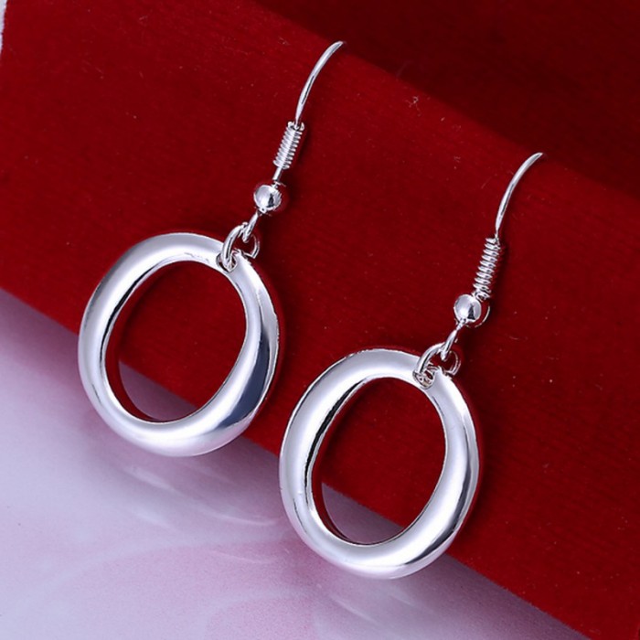 SE088 Silver Jewelry Bright O Dangle Earrings For Women