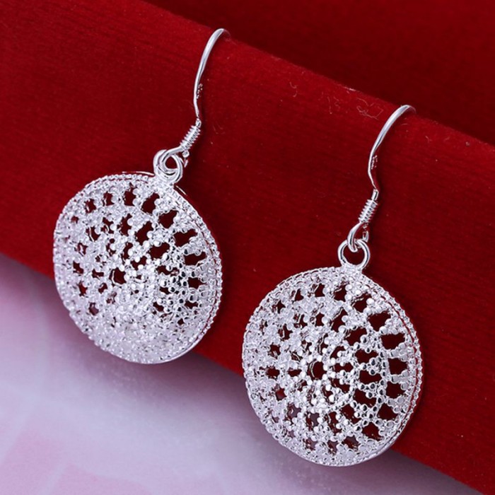 SE112 Silver Jewelry Round Dangle Earrings For Women