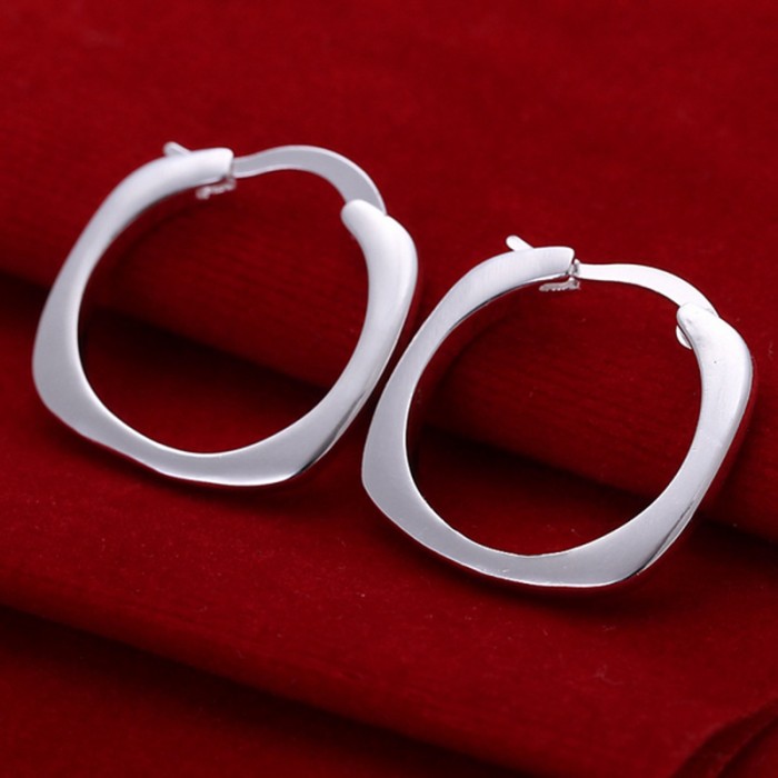 SE123 Silver Jewelry Square&Circle Hoop Earrings For Women