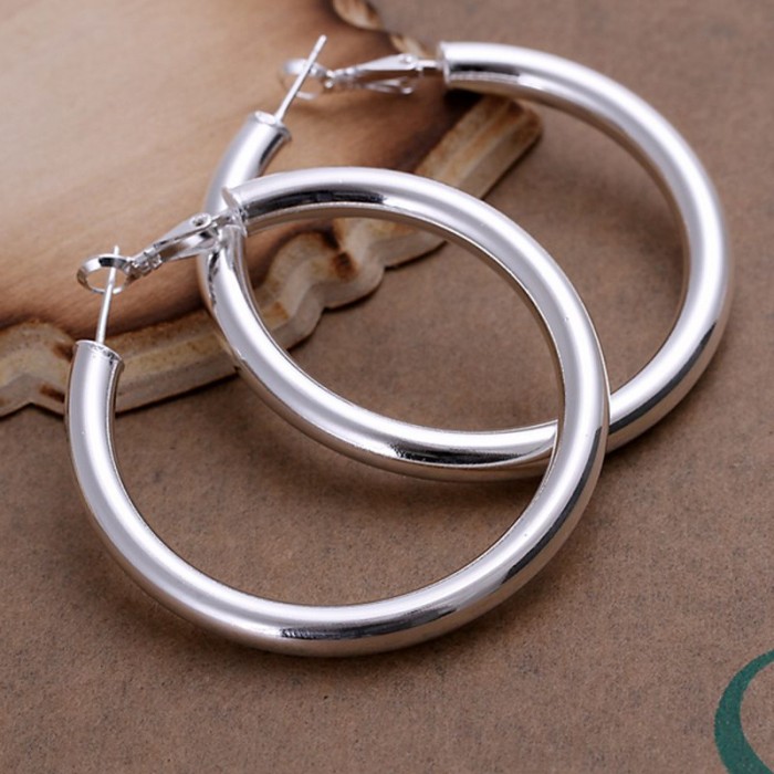 SE149 Silver Jewelry Big Round Hoop Earrings For Women