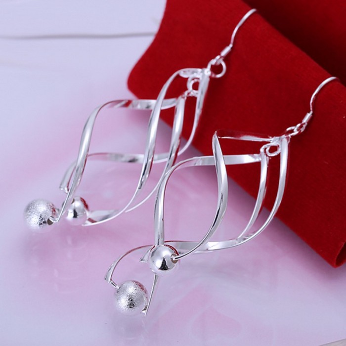 SE166 Silver Jewelry Beauty Dangle Ball Earrings For Women