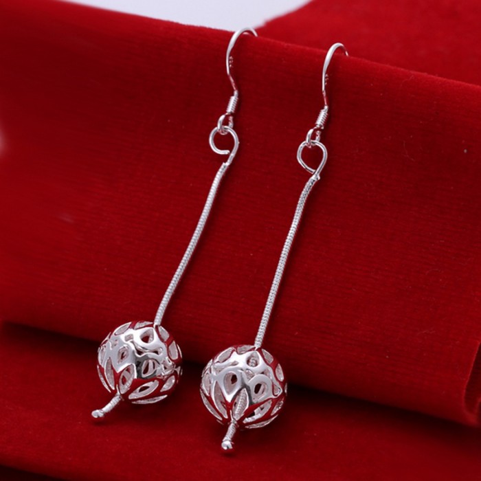 SE167 Silver Jewelry Chain&Ball Dangle Earrings For Women