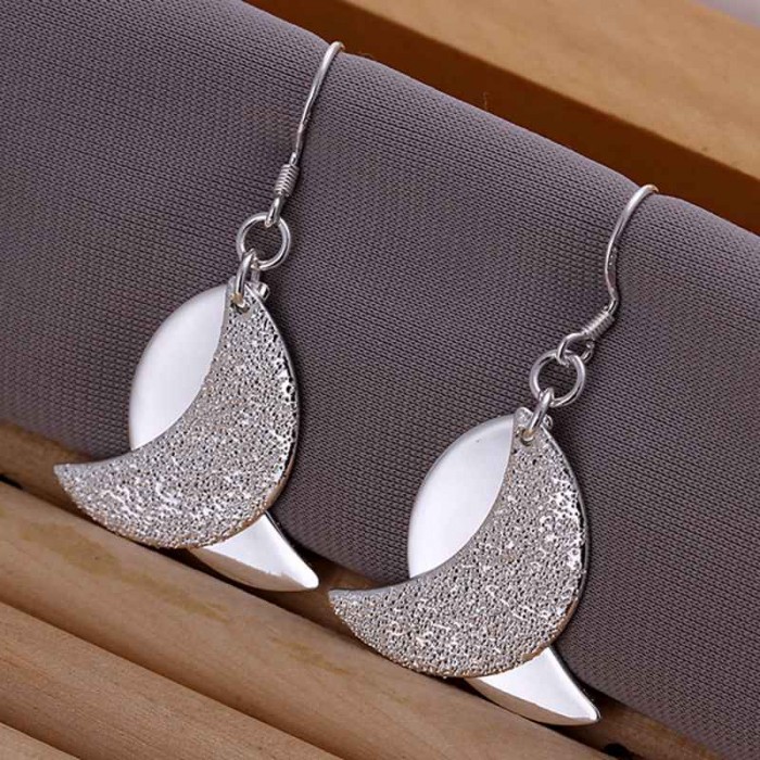 SE181 Silver Jewelry 2Moons Dangle Earrings For Women