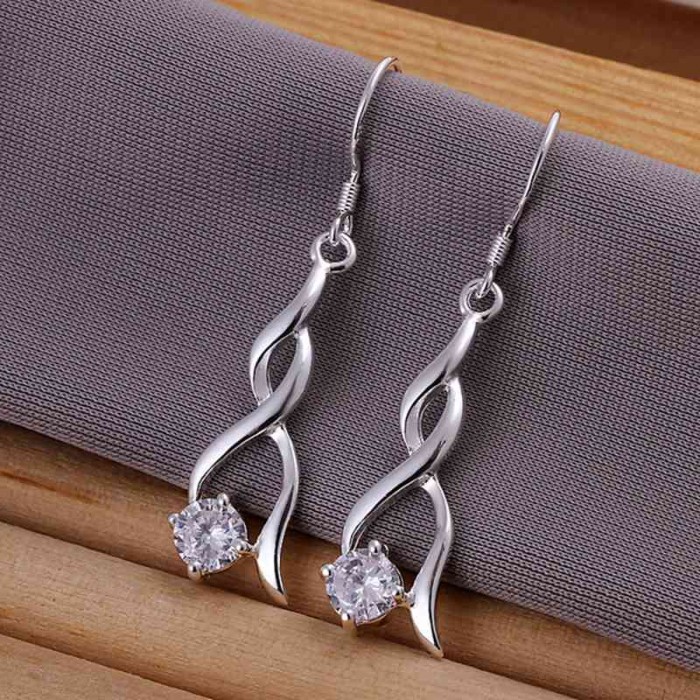 SE182 Silver Jewelry Crystal Dangle Earrings For Women