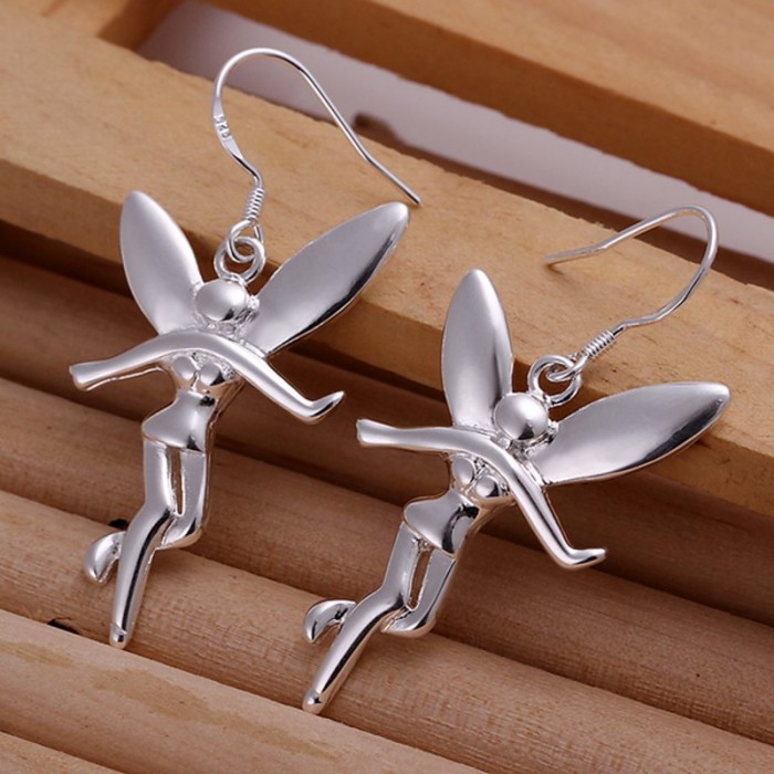 SE193 Silver Jewelry Angel Dangle Earrings For Women