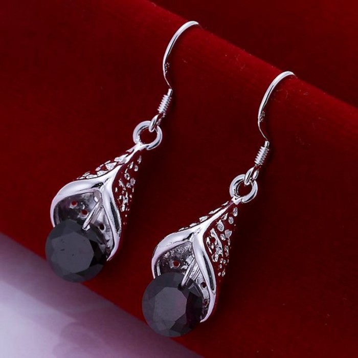 SE208 Silver Jewelry Purple Crystal Ice-cream Dangle Earrings For Women