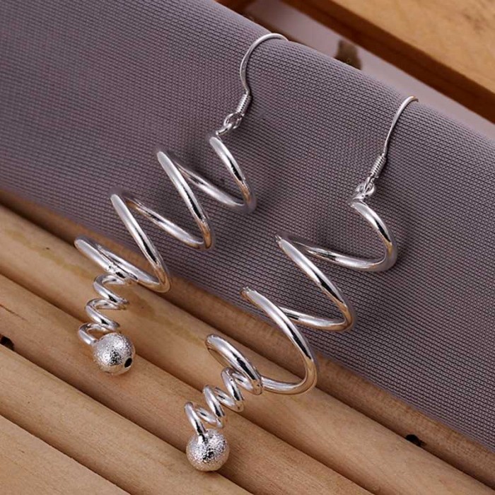 SE215 Silver Jewelry Geometry Dangle Earrings For Women