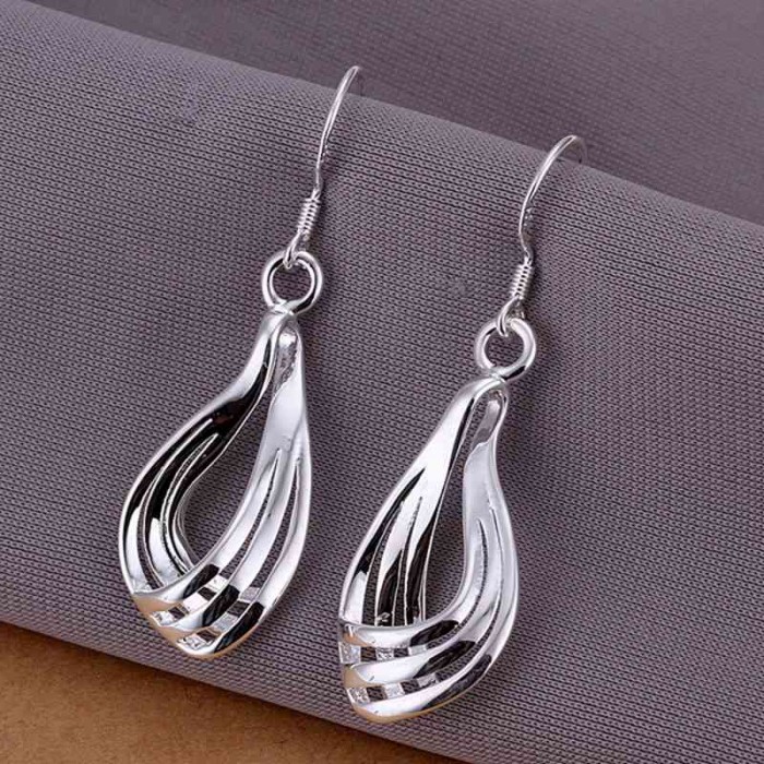 SE230 Silver Jewelry 3 Lines Dangle Earrings For Women