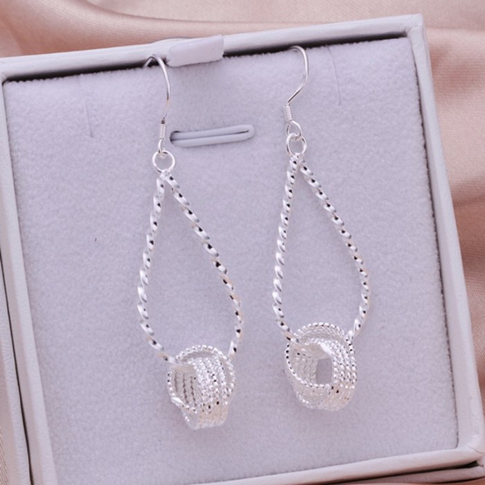 SE281 Silver Jewelry Mesh Ball Dangle Earrings For Women