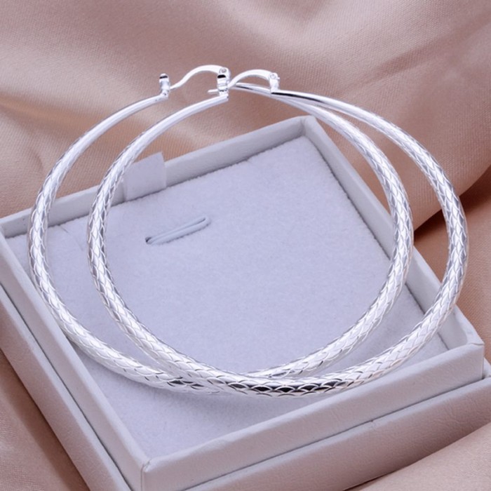 SE289 Silver Jewelry Big Circle Hoop Earrings For Women