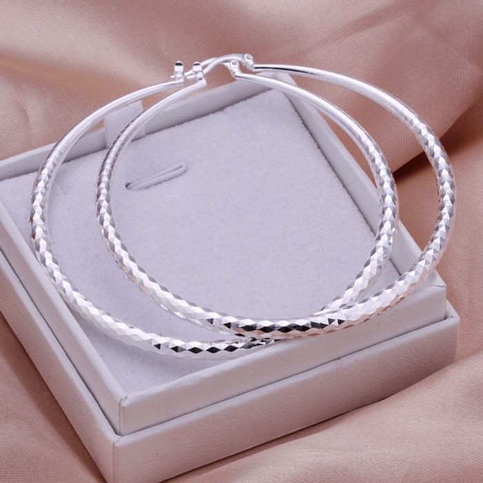 SE290 Silver Jewelry Big Circle Hoop Earrings For Women