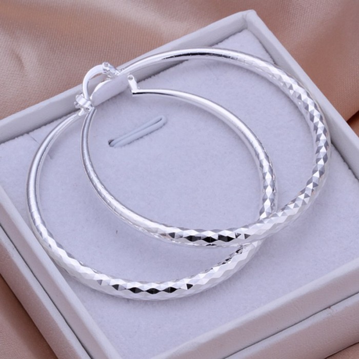 SE291 Silver Jewelry Bright Circle Hoop Earrings For Women