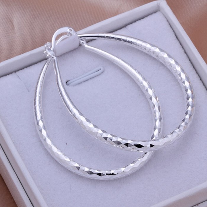 SE293 Silver Jewelry Beauty Oval Hoop Earrings For Women