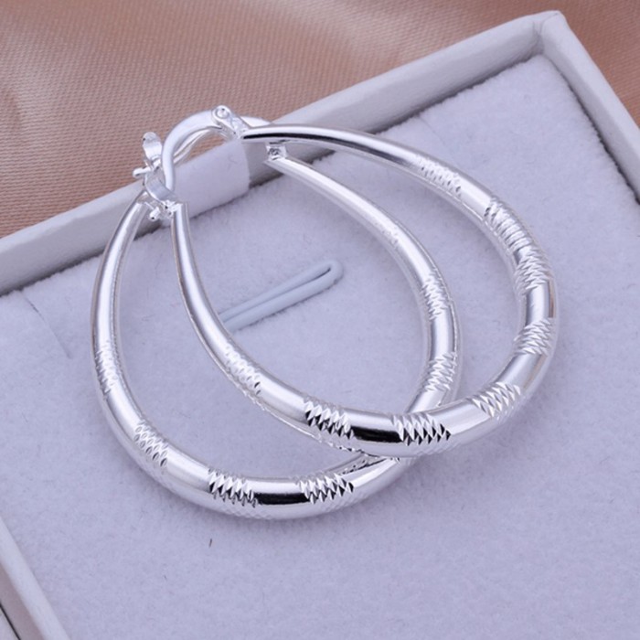 SE294 Silver Jewelry Cute Oval Hoop Earrings For Women