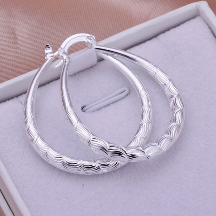 SE295 Silver Jewelry Cute Oval Hoop Earrings For Women