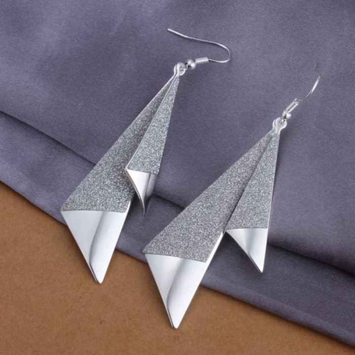 SE326 Silver Jewelry Geometry Dangle Earrings For Women