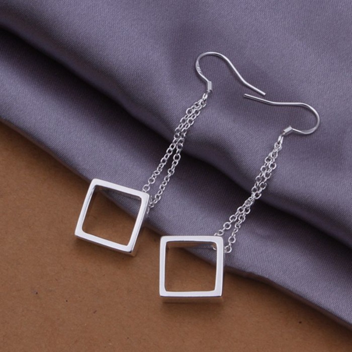 SE336 Silver Jewelry Geometry Dangle Earrings For Women