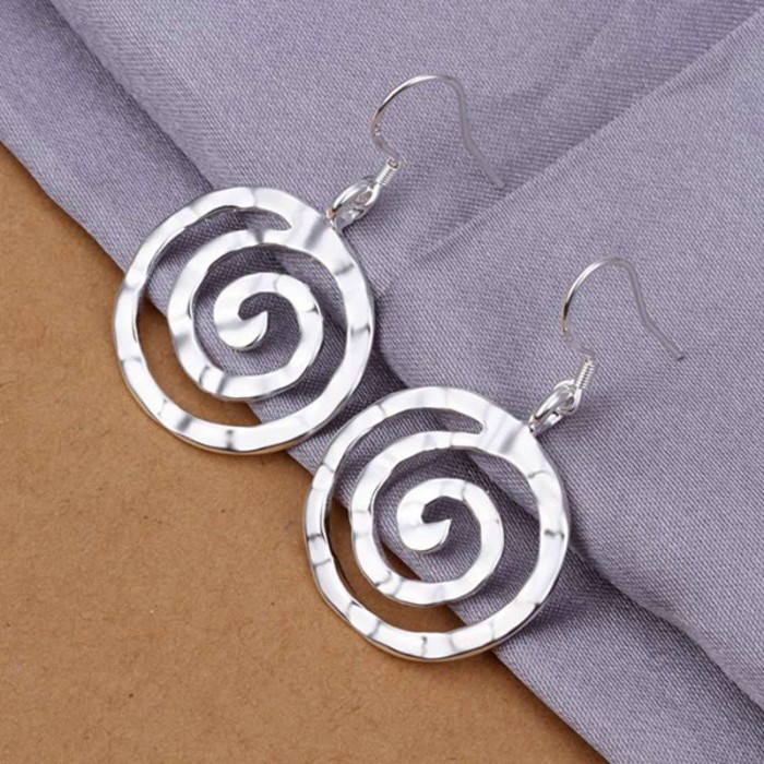 SE353 Silver Jewelry Round Thread Dangle Earrings For Women