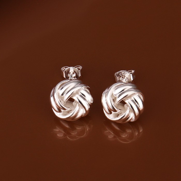 SE377 Silver Jewelry Knot Ball Stud Earrings For Women