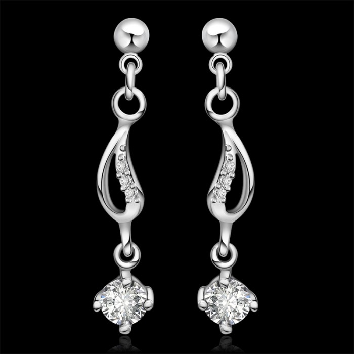 SE515 Silver Jewelry Crystal Drop Dangle Earrings For Women