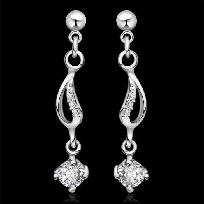 SE515 Silver Jewelry Crystal Drop Dangle Earrings For Women