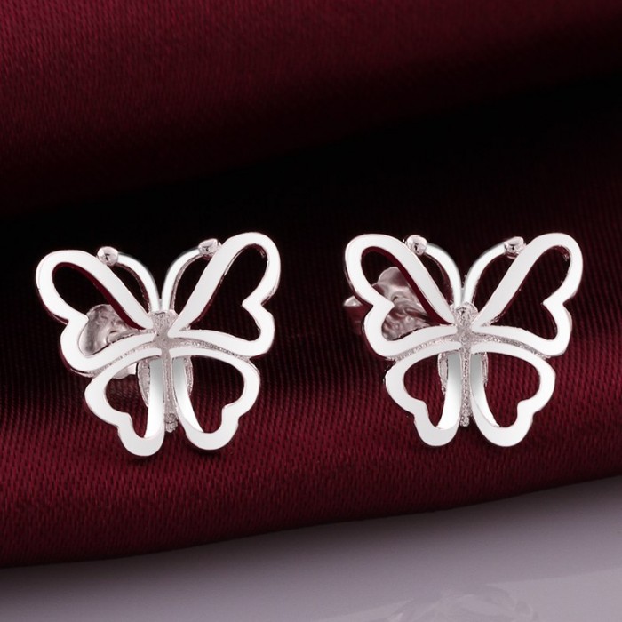 SE554 Silver Jewelry Butterfly Stud Earrings For Women