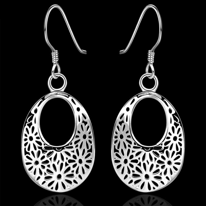 SE581 Silver Jewelry Waterdrop Dangle Earrings For Women