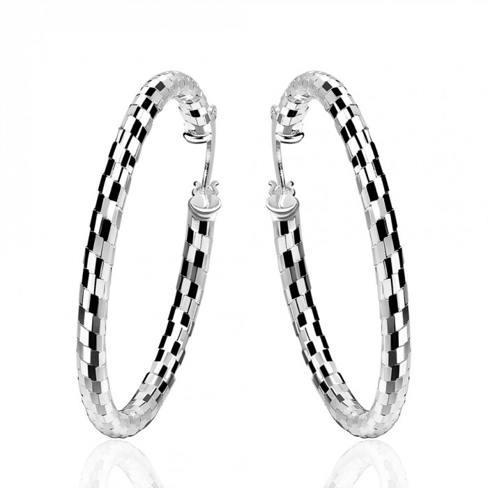 SE594 Silver Jewelry Bright Circle Hoop Earrings For Women