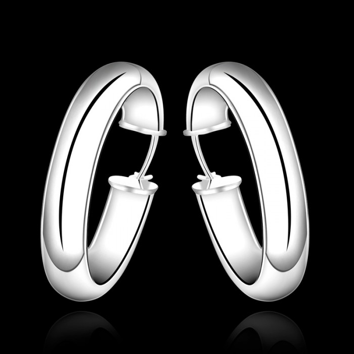 SE595 Silver Jewelry Bright Circel Hoop Earrings For Women